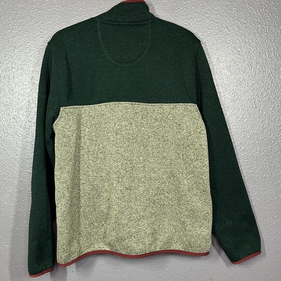LL Bean Colorblock Men's Slightly Fitted Fleece Medium Sweater Pullover Green - Picture 2 of 4